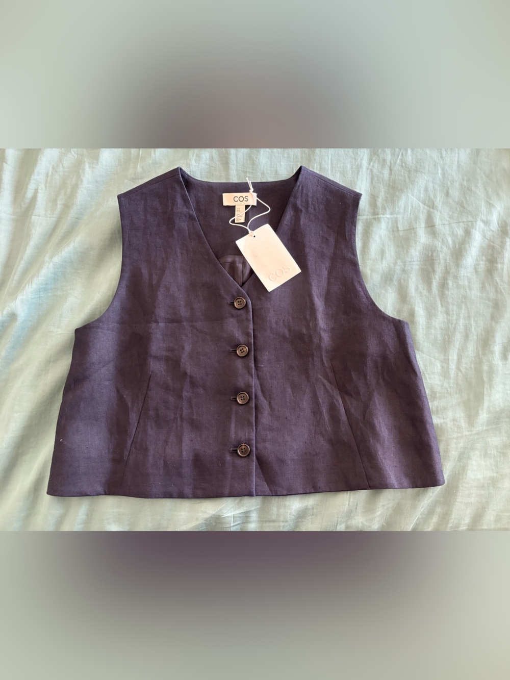 NWT COS Linen Waistcoat (Navy Blue - Size 10)